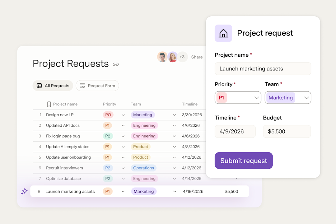 Project request view in docs