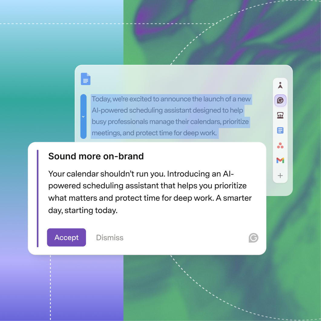 User getting a prompt to sound more on-brand