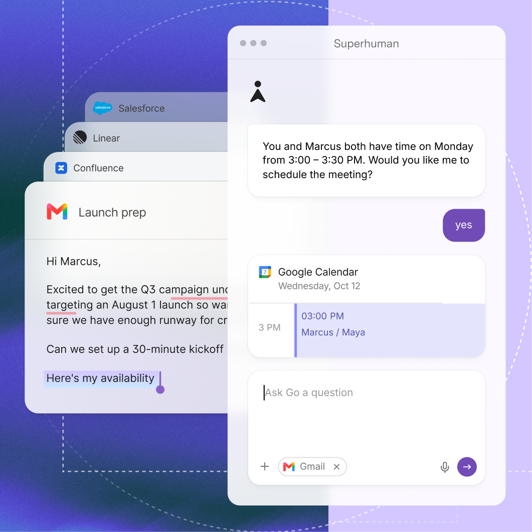User using Go to schedule a Google calendar meeting