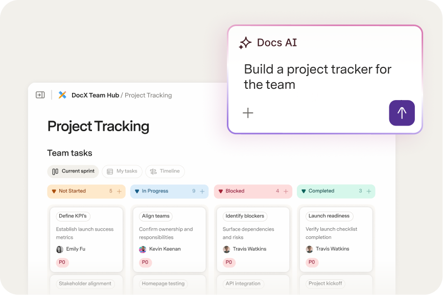 Project tracker view in docs