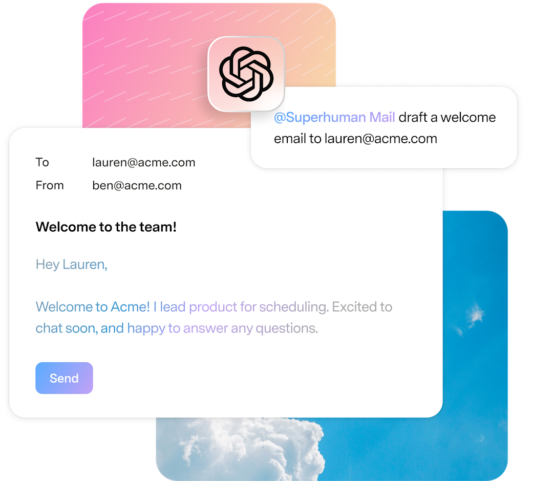 Use Logamail mail to draft a welcome email